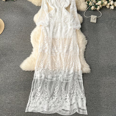 Vintage Lantern Sleeve Lace Dress