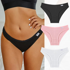 Black, pink, and white women's underwear displayed on a model and separately.