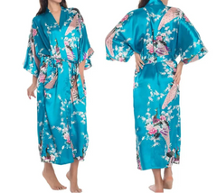 Floral Satin Kimono Lounge Robe