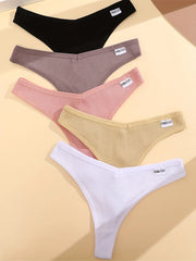 Waffle Knit Thong Panties 5-Pack