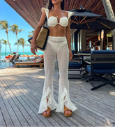 3-Piece Bikini Set with Cover-Up Pants – Bandage Knot Swimwear for Women