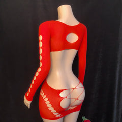 Women Hollow Cut-Out Long Sleeve Bodycon Dress