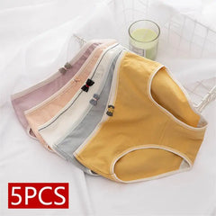 Sweet Bow Solid Cotton Briefs 5pcs