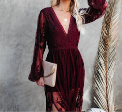 Vintage Lantern Sleeve Lace Dress