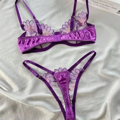 Sexy Mesh Embroidery Lingerie Set