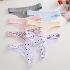 Women's Cotton Print Thong 7-Piece Set