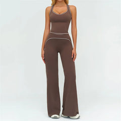 Contrasting Color Yoga Tracksuit Set