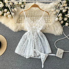Sheer Lace Ruffled Night Dress