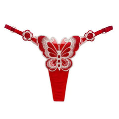 Butterfly Embroidery O-Ring Low-Rise Thong