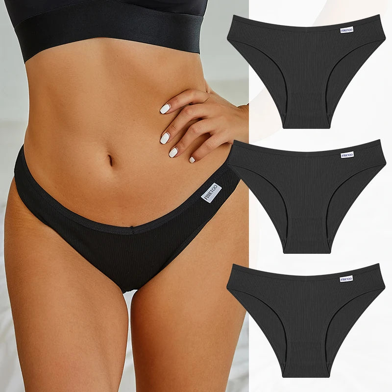 Black women's underwear displayed on a model with additional pairs shown below.
