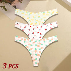 Three pairs of patterned underwear on a beige surface with '3 PCS' text.