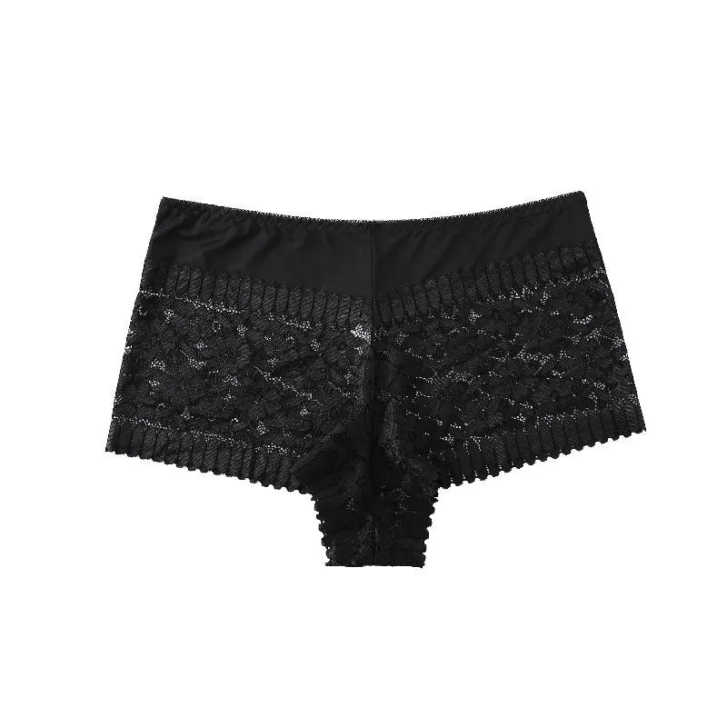 Black lace shorts on a white background