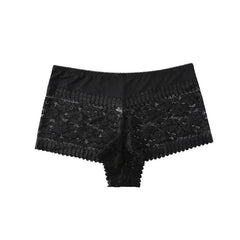 Black lace shorts on a white background