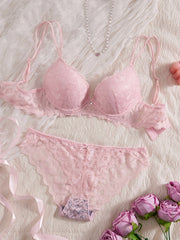 Floral Lace 6-Piece Push-Up Lingerie Set