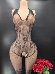 Women Fishnet Hollow Bodystocking Long Sleeve