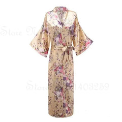 Floral patterned robe with a pocket on a white background