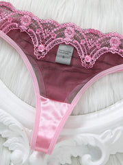 Pink Floral Padded Balconette Lingerie Set