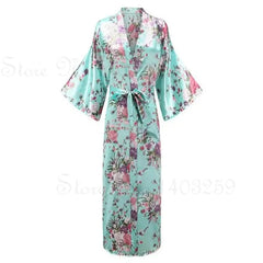 Floral patterned robe with a pocket on a white background