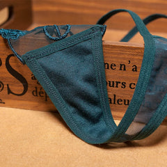 Floral Embroidered Mesh Low Rise G-String