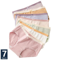 Solid Cotton Low-Rise Bow Briefs 7 Pack