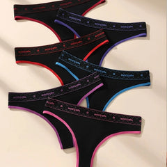 6-Piece Low Rise Letter Print G-Strings