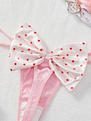 Women’s Kawaii Japanese Satin Thong – Pink Bow Lingerie Panties | Cute & Sexy Underwear