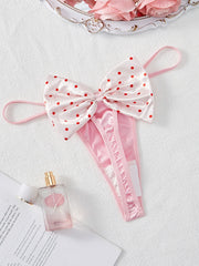 Women’s Kawaii Japanese Satin Thong – Pink Bow Lingerie Panties | Cute & Sexy Underwear