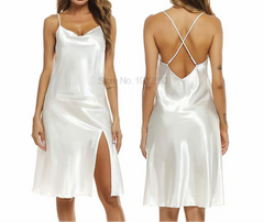 Satin Ruffled Spaghetti Strap Nightdress
