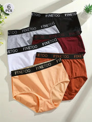 Set of six pairs of underwear with 'FINE TOO' branding on a light background