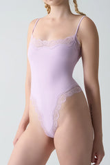 Lace Trim Adjustable Strap Cami Bodysuit Women