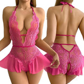 Women Floral Lace Halter Babydoll