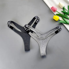 Ribbed Cotton V-Shape Letter Thong 2-Pack