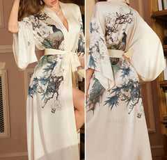 Floral Satin Kimono Lounge Robe
