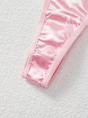 Women’s Kawaii Japanese Satin Thong – Pink Bow Lingerie Panties | Cute & Sexy Underwear