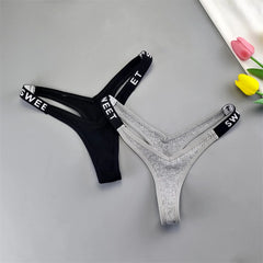 Ribbed Cotton V-Shape Letter Thong 2-Pack