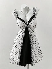 Women's Gingham V-Neck A-Line Knee-Length Dress