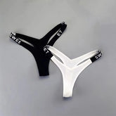 Ribbed Cotton V-Shape Letter Thong 2-Pack