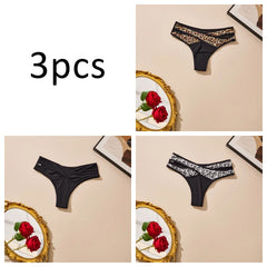 3-Piece Leopard Print Low Rise Thongs