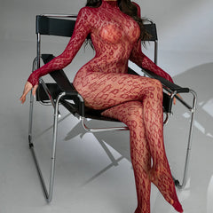 Lace Knit Mock Neck Full Body Catsuit
