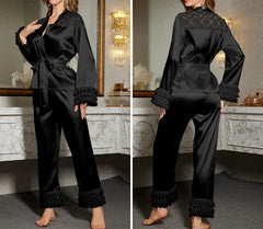Elegant Ice Silk Pajama Ensemble