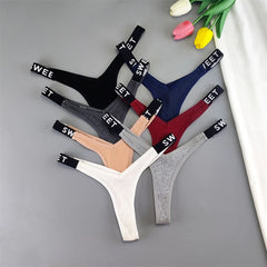 Ribbed Cotton V-Shape Letter Thong 2-Pack
