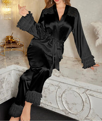 Elegant Ice Silk Pajama Ensemble