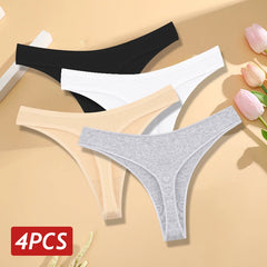 4-Piece Women's Low-Rise Thong Underwear Set