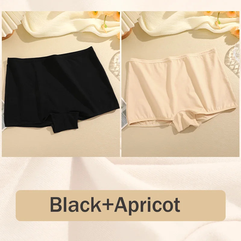 Two pairs of underwear, one black and one apricot, on a textured surface with 'Black+Apricot' text below.