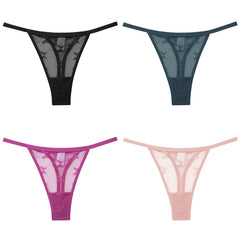 Women's Butterfly Mesh 4-Pack Thong Underwear