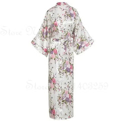 Floral patterned robe with a pocket on a white background
