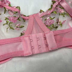 Women Floral Embroidery Bra Set