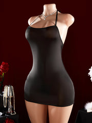 Ultra Sexy Short Crotchless Erotic Dress Backless Transparent Female Babydolls Porn Night Sex Doll Underwear 2-piece Set