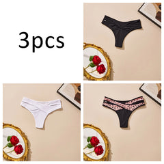3-Piece Leopard Print Low Rise Thongs