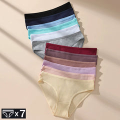 Women Ribbed Cotton Bikini Briefs 7-Piece